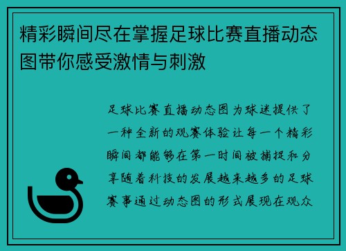 精彩瞬间尽在掌握足球比赛直播动态图带你感受激情与刺激
